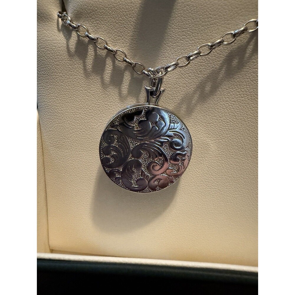 Sterling Silver Monica Rich Kosann Beaded Center-Emerald Locket 30 Inch Necklace - Picture 8 of 16